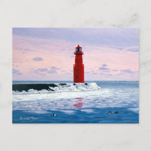 Icy Waters Lighthouse Postcard Postkarte