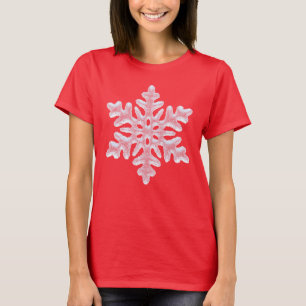 Icy White Frozen Schneeflocken Weihnachten Rot und T-Shirt