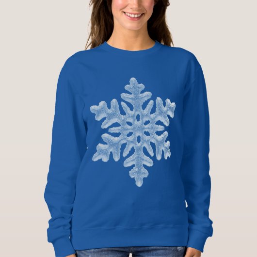 Icy White Frozen Snowflake Elegant Frohe Weihnacht Sweatshirt (Vorderseite)