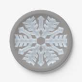 Icy White Frozen Snowflake Elegante Grau Weihnacht Pappteller (Vorderseite)