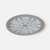 Icy White Frozen Snowflake Elegante Grau Weihnacht Pappteller (Schrägansicht)