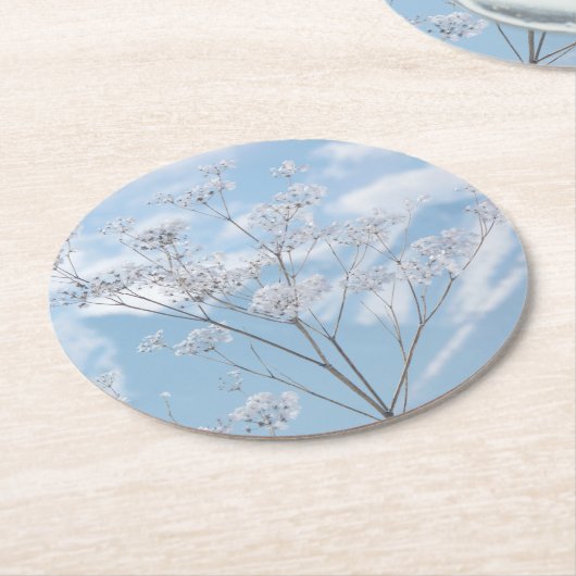 Icy Winter Frost on Hemlock © Sandy Long Runder Pappuntersetzer (Angewinkelt)