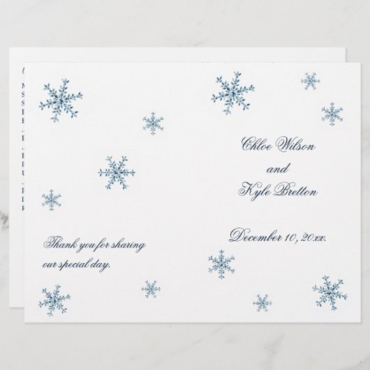 Icy Winter Snowflake Wedding Programm (Vorne/Hinten)