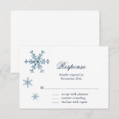 Icy Winter Snowflake Wedding RSVP Karte (Vorne/Hinten)