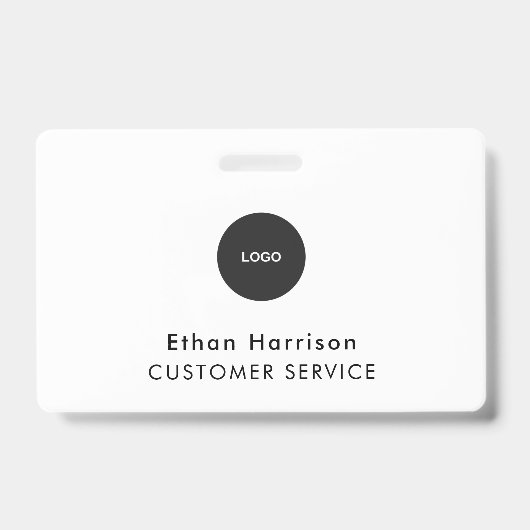 ID-Ausweis | Geschäft Mitarbeiter Logo Weiß Ausweis (Vorderseite)