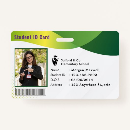 ID Card Badge Modern Business Student Photo Ausweis (Vorderseite)