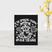 I'd Ck You Over Trash Funny Raccoon Retro Valentin Karte (Gelbe Blume)