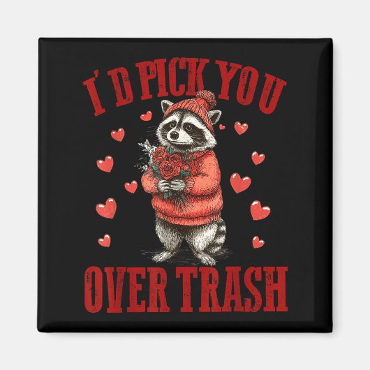 I'd Ck You Over Trash Funny Raccoon Retro Valentin Magnet (Vorne)
