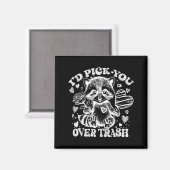 I'd Ck You Over Trash Funny Raccoon Retro Valentin Magnet (Vorderseite/Rückseite)