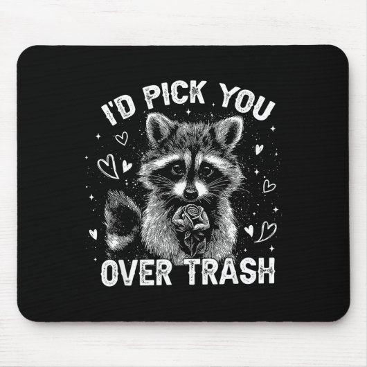 I'd Ck You Over Trash Funny Raccoon Retro Valentin Mousepad (Vorne)
