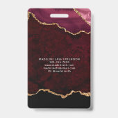 ID des Unternehmens Burgundy Agate Marble Business Ausweis (Rückseite)