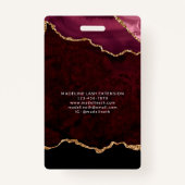 ID des Unternehmens Burgundy Agate Marble Business Ausweis (Rückseite)