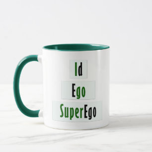 Id, Ego und Superego Psychologie in Grün und Schwa Tasse