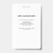 ID für Firmenmitarbeiter - kundenspezifischer QR-C Ausweis (Rückseite)