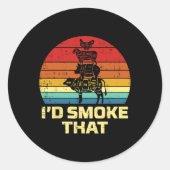 Id Grill, dass Retro Grillen Barbecue Grill Fleisc Runder Aufkleber (Vorderseite)