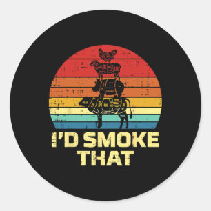 Id Grill, dass Retro Grillen Barbecue Grill Fleisc Runder Aufkleber