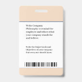 ID Identification Bar Code Mitarbeiter Custom Medi Ausweis (Rückseite)