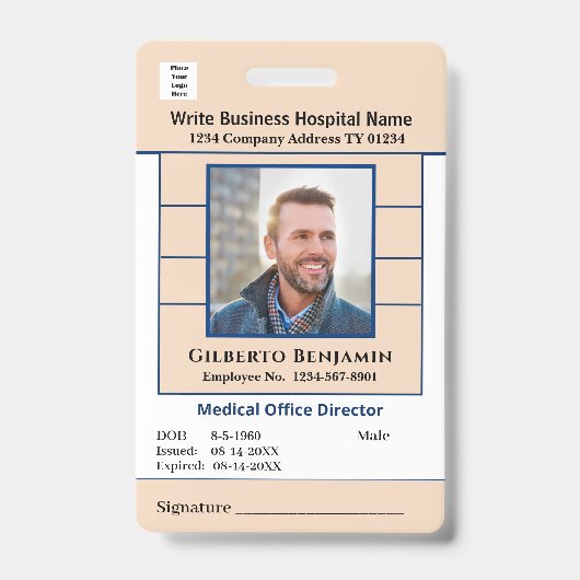 ID Identification Bar Code Mitarbeiter Custom Medi Ausweis (Vorderseite)