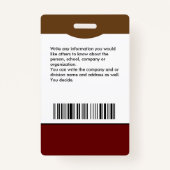 ID Identification Card Bar Code Foto Mitarbeiter Ausweis (Rückseite)