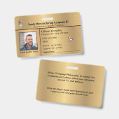 ID-Identifikation Mitarbeiter Foto Gold Custom Ausweis (Vorder- & Rückseite)