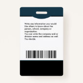 ID Identifizierungskarte Bar Code Foto Abzeichen Ausweis (Rückseite)