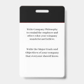 ID-Identifizierungskarte Mitarbeiter-Foto Ausweis (Rückseite)