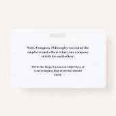 ID-Identifizierungskarte Mitarbeiter-Foto Ausweis (Rückseite)