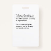 ID-Karte für Firmenmitarbeiter Ausweis (Rückseite)