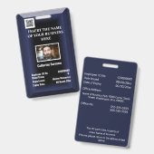 ID-Karte für Mitarbeiter | Blaue Marine mit Foto Ausweis (Vorder- & Rückseite)