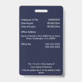 ID-Karte für Mitarbeiter | Blaue Marine mit Foto Ausweis (Rückseite)