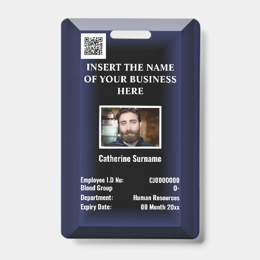 ID-Karte für Mitarbeiter | Blaue Marine mit Foto Ausweis (Vorderseite)