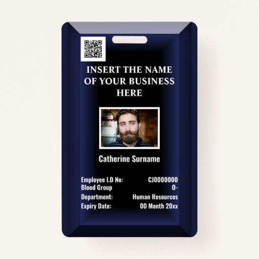 ID-Karte für Mitarbeiter | Blaue Marine mit Foto Ausweis (Vorderseite)