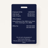 ID-Karte für Mitarbeiter | Blaue Marine mit Foto Ausweis (Rückseite)