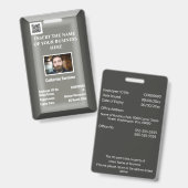 ID-Karte für Mitarbeiter | Foto-Logo silber grau Ausweis (Vorder- & Rückseite)