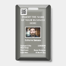ID-Karte für Mitarbeiter | Foto-Logo silber grau Ausweis