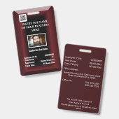 ID-Karte für Mitarbeiter | Roter Foto Ausweis (Vorder- & Rückseite)