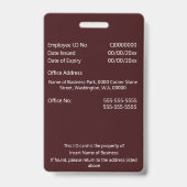 ID-Karte für Mitarbeiter | Roter Foto Ausweis (Rückseite)