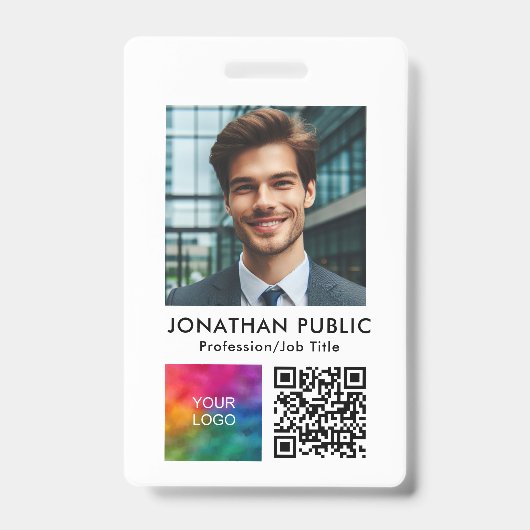 ID-Karte Mitarbeiter Foto Unternehmen Logo QR-Code Ausweis (Vorderseite)