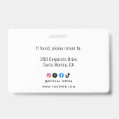 ID-Karte | Moderner Minimalistischer Mitarbeiter Ausweis (Rückseite)