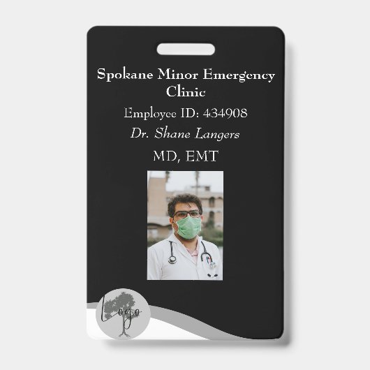 ID Lanyard Abzeichen Medical Foto Black Ausweis (Front)