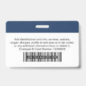 ID-Namen für Unternehmen Mitarbeiter Ausweis (Rückseite)