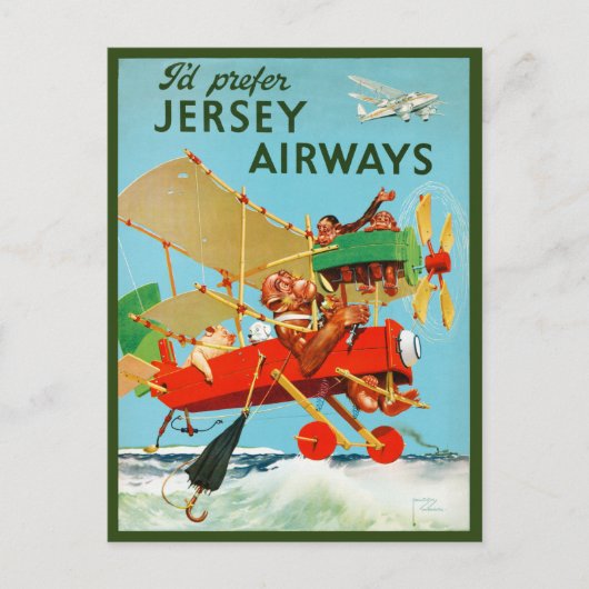 I'd Prefer Jersey Airways Vintage Poster 1937 Postkarte (Vorderseite)