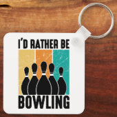 "I'd Rather Be Bowling" Retro Sunset Schlüsselanhänger (Rückseite)