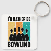 "I'd Rather Be Bowling" Retro Sunset Schlüsselanhänger (Rückseite)