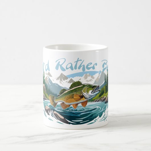 I'd Rather Be Mountain Lake Bass Fishing Kaffeetasse (Mittel)