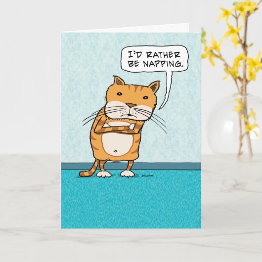 I'd Rather Be Napping Cat Birthday Card Karte (Gelbe Blume)