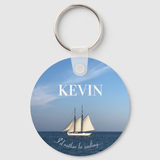I'd Rather Be Sailing Keychain Gift Sailboat Schlüsselanhänger (Vorderseite)