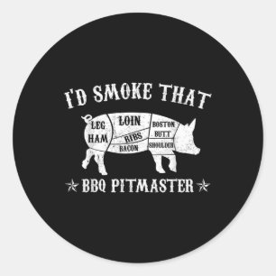 Id Smok, dass T Shirt Pig Pitmaster Funny Grillen  Runder Aufkleber
