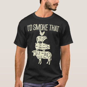 Id Smoke, dass Rindfleisch Hühnerbutcher schneiden T-Shirt