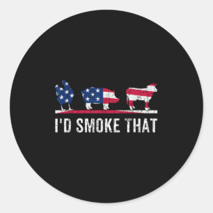 Id Smoke, diese lustige Barbeque Grillgegrillte Gr Runder Aufkleber